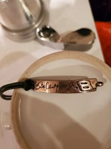 Dale Earnhardt Jr ID Bracelet 9.25 Sterling Silver w/leather band - Picture 1 of 2