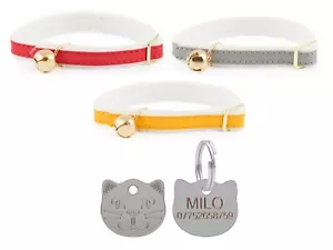 Collar de gato con respaldo de fieltro ancol, rojo, amarillo o plateado con etiqueta de identificación facial de gato de 22 mm - Imagen 1 de 4