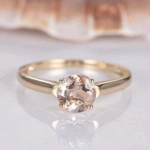 2.10Ct Round Cut Morganite Solitaire Engagement Ring 14K Rose Gold Finish - Picture 1 of 6