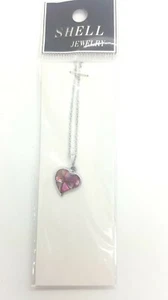 Heart Necklace Paua Shell Abalone Large Charm Pendant Jewellery Blue or Pink - Picture 1 of 6