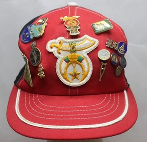 Shriner Trucker Hat With 16 Pins Shaddai F. & A.M. Florida 25 40 50 Year - Picture 1 of 7