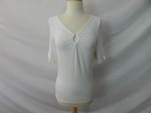 NWT $145 size S VINTAGE ETCETERA WHITE JERSEY KNIT STRETCH V-NECK TEE SHIRT TOP - Picture 1 of 6