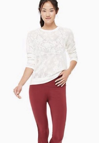 Top Kate Spade bianco a rete floreale manica lunga taglia XS NUOVO