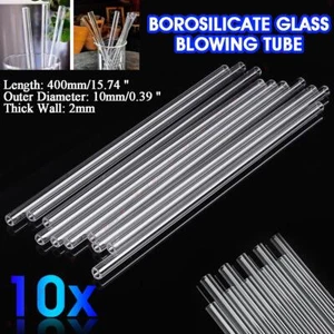 Tubo de soplado de vidrio borosilicato de pared de 400 mm OD 10 mm 2 mm de espesor 10 piezas - Imagen 1 de 5