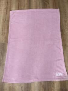 NOJO Pink Plush Security Baby Blanket with LOVE Embroidered in One Corner 36x42"