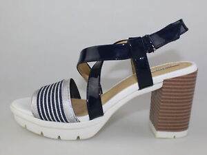 zapatos mujer GEOX 35 EU sandalias azul cuero sintético plata textil DF365