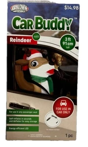Christmas Inflatable Reindeer Rudolph Car Buddy Air Blown 3ft LED - Picture 1 of 3