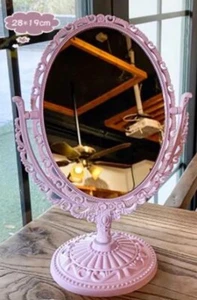 Lilac Oval Desktop Resin Makeup Mirror Shabby Chic Style Vanity Cosmetic - Picture 1 of 4