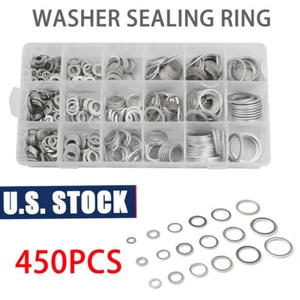 450Pcs/Set Oil Drain Plug Crush Gaskets Washer Sealing O-Ring Assortment Kit - Picture 1 of 8