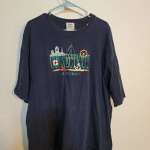 Vintage Connecticut Pride single stitch XL T-Shirt embroidered travel Sea town - Picture 1 of 8