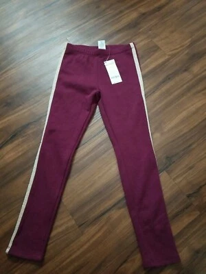 GYMBOREE GIRLS 7/8 BURGUNDY FLEECE LEGGINGS - Image 1 of 3