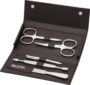 ECHT LEDER BRAUN 5-tlg. Manicure Set BECKER-MANICURE Erbe Solingen Maniküre-Etui