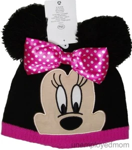 Girls Hat Minnie Mouse Pom Pom Winter Warm Knit Beanie Children Kids Cap Youth - Picture 1 of 8