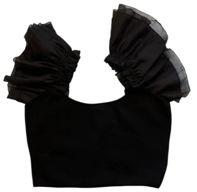 Top Millenium para mujer 2X negro corto con volantes correas fuera del hombro fiesta vacaciones Foto 1 de 4