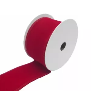 Nastro in velluto ROSSO bordato con filo largo 60 mm o 100 mm. Natale 1, 3, (10 m) - Foto 1 di 1