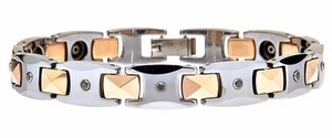 NEW SHINY POLISHED TUNGSTEN & ROSE GOLD PLATED DIAMOND ETERNITY BRACELET   - Picture 1 of 1