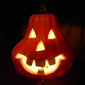 Decorative Outfit Silly Face Jack'o-Lantern Pumpkin Light Foam Blow Mold Vintage - Picture 1 of 6