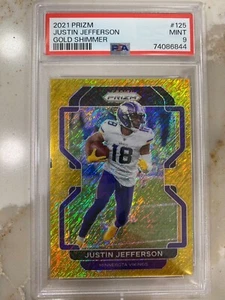 2021 Prizm Football Justin Jefferson #125 GOLD Shimmer 10/10 BOOKEND!!! - Picture 1 of 2
