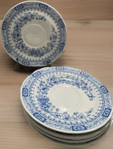 Set Of 6 Saucers Jlmenau Echt Kobalt Floral Pattern White And Blue 5.75” Germany - Picture 1 of 6