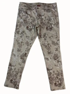 Womens Low Rise Skinny Stretch Jeans Sz 10 Beige Floral Ankle Merona - Picture 1 of 6