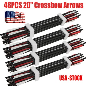 48 PACK Archery 20" Carbon Crossbow Arrows Crossbow Bolts 4" Vane OD 8.8 Hunting - Picture 1 of 19