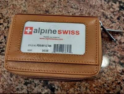 NUEVO CON ETIQUETAS $45 TAG Alpine Swiss Cartera de Cuero Marrón Pequeña Foto 1 de 4