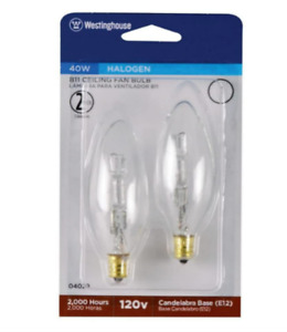 Westinghouse Lighting 4029 40-Watt, B11 Halogen Bulb, Candelabra Base E12 2 Pack