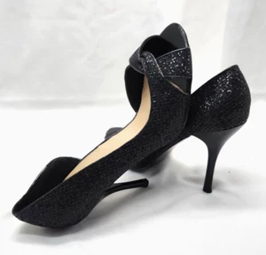 TOP Moda Sexy Black Elegant Rhinestone 4.5 in High Heels Peep Toe Size 9 - Picture 1 of 15