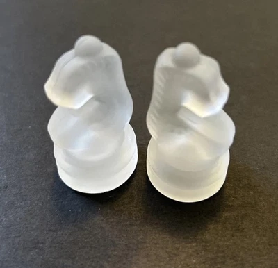 Pair Frosted Glass Knights – Replacement Chess Pieces 43mm - Image 1 of 2