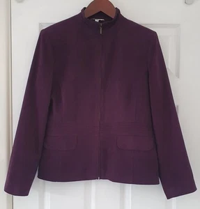 Women's M&Co Plum Faux Suede 2 Piece Suit Long Length Skirt (12) & Jacket (14) - Picture 1 of 19