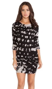 Gypsy Size Extra Small Black Tie Dye Long Sleeve Mini Dress Hippie Boho  -T1 - Picture 1 of 5