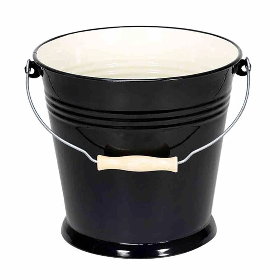 Krüger Eimer "Triest" 10 l Emaille schwarz innen creme - Bild 1 von 1