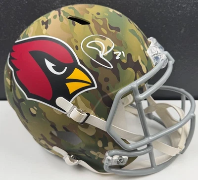 CASCO CAMUFLAJE ARIZONA CARDINALS TAMAÑO COMPLETO FIRMADO POR PATRICK PETERSON BECKETT/BAS Foto 1 de 4