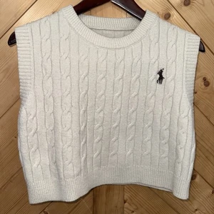 Ralph Lauren cable net cropped sweater vest cream women’s large no label or tags - Picture 1 of 4