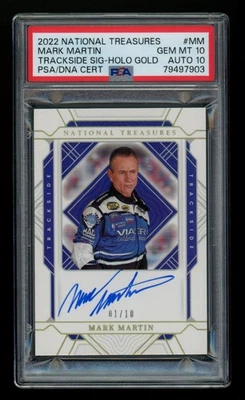 2022 National Treasures Mark Martin 01/10 Gold Auto Autograph PSA 10 GEM MT B3R5 - Image 1 of 2