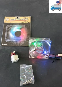 NEW Evercool Multi-Color Crystal LED 80mm x 25mm 3pin Ball Bearing PC Case Fan - Picture 1 of 18