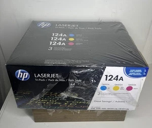 Genuine HP 124A CE257A Tri-Pack (CYM) Print Cartridge Toner New/Sealed - Picture 1 of 4