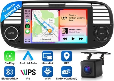 For Fiat 500E 2013 2014 2015 CarPlay 7" IPS Android Auto 13 Car Stereo Radio GPS - Image 1 of 4