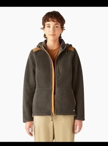 Dickies Women’s High Pile Fleece Bonded Knit Jacket Size Large - Moss Green - Picture 1 of 11