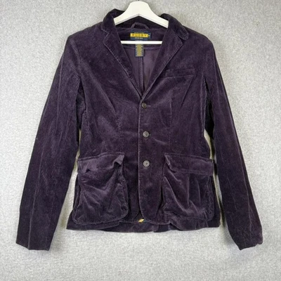 Blazer RUGBY RALPH LAUREN parche en el codo pana suave 3 botones en púrpura 6 Foto 1 de 4