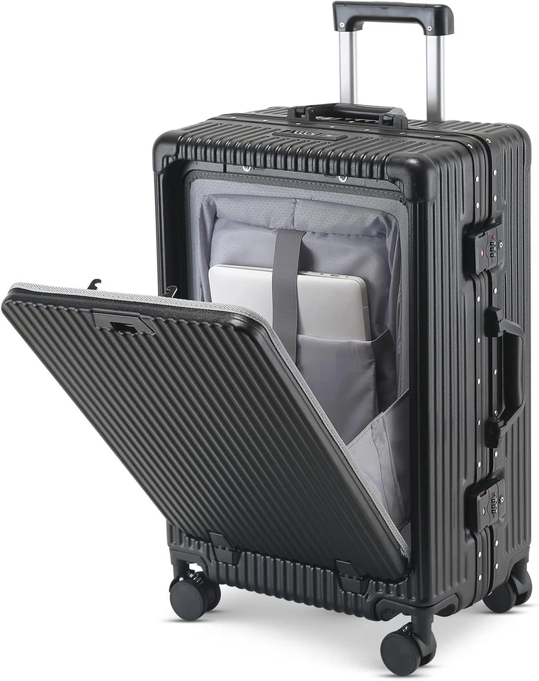 20" /24" Aluminum Framed Suitcase Carry-On Luggage w/ USB Port, Cup&Phone Holder - Image 1 of 4