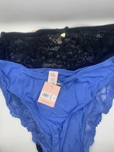 Boux Avenue x2 Pair Alice Viscose & Lace Brief Cornflower Monica Lace High Waist - Picture 1 of 13