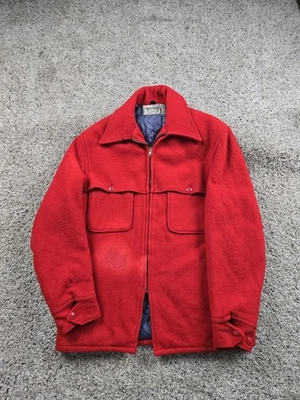 Vintage Windward Cruiser Jacket Mens Size 40 Red Wool Full Zip Mackinaw 60s - Image 1 of 4