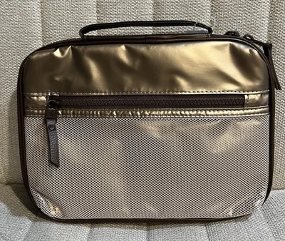 Organizador tecnológico de malla ligera marrón Samantha bloque de color metálico Foto 1 de 4