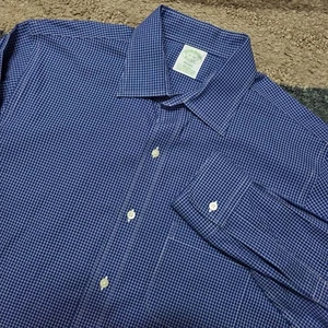 Brooks Brothers Milano Mens Button Dress Shirt 16-34 Blue Plaid - Picture 1 of 6