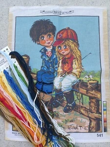 Vintage Retro Margot Tapestry Kit Big Eyed Children Semco Threads Michel Thomas - Picture 1 of 6