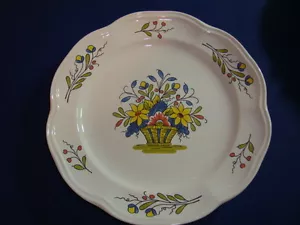 Französischer handbemalter Fayence Teller von Pornic, Bretagne, Durchmesser" 10,5" - Bild 1 von 4