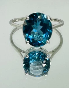 10ct WHITE GOLD SOLITAIRE RING STONE SET WITH A 5.85ct BLUE TOPAZ SIZE T 1/2 NEW - Picture 1 of 19