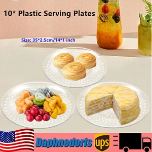 10*Plastic Serving Plates Clear Plastic Tray 14*1 inch Serving Platters Dessert - Picture 1 of 15
