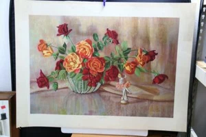 Large Vintage Print "The Crystal Bowl " by Eugina Grant - Picture 1 of 5